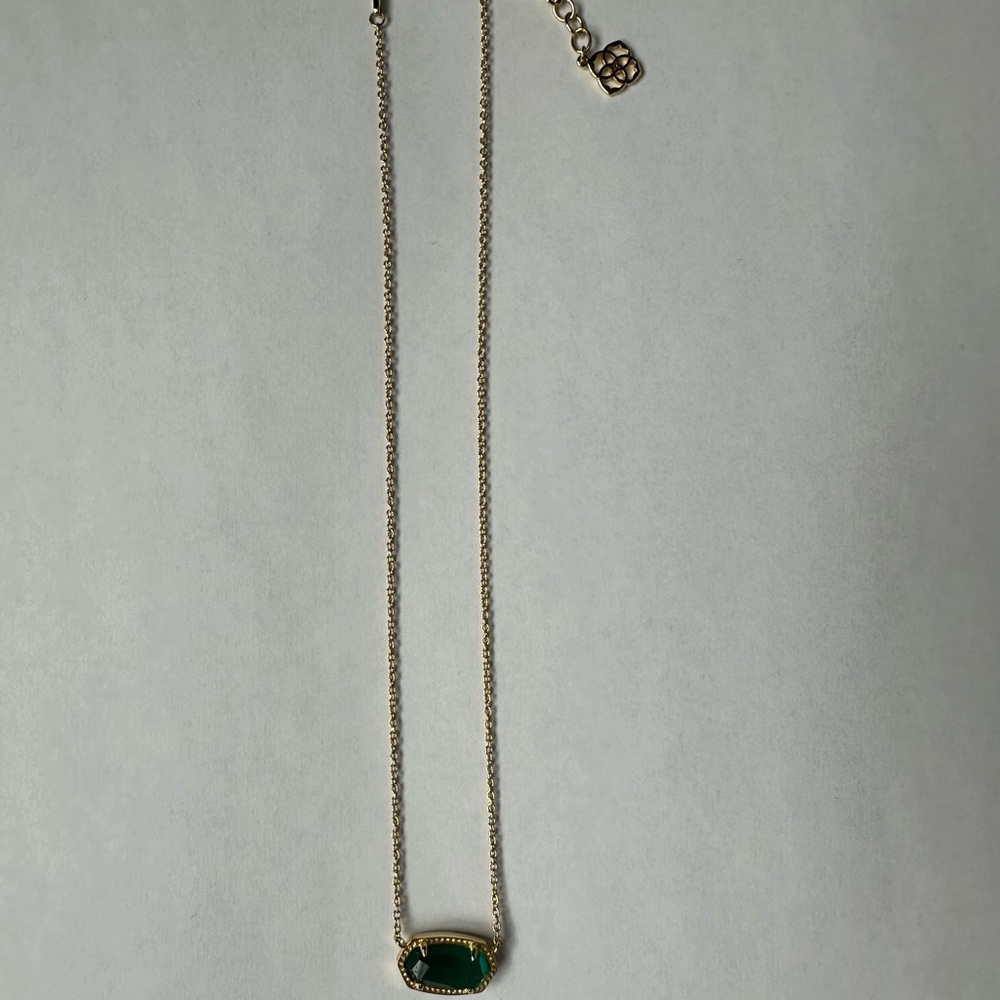 Kendra Scott Gold Necklace with Green Pendant